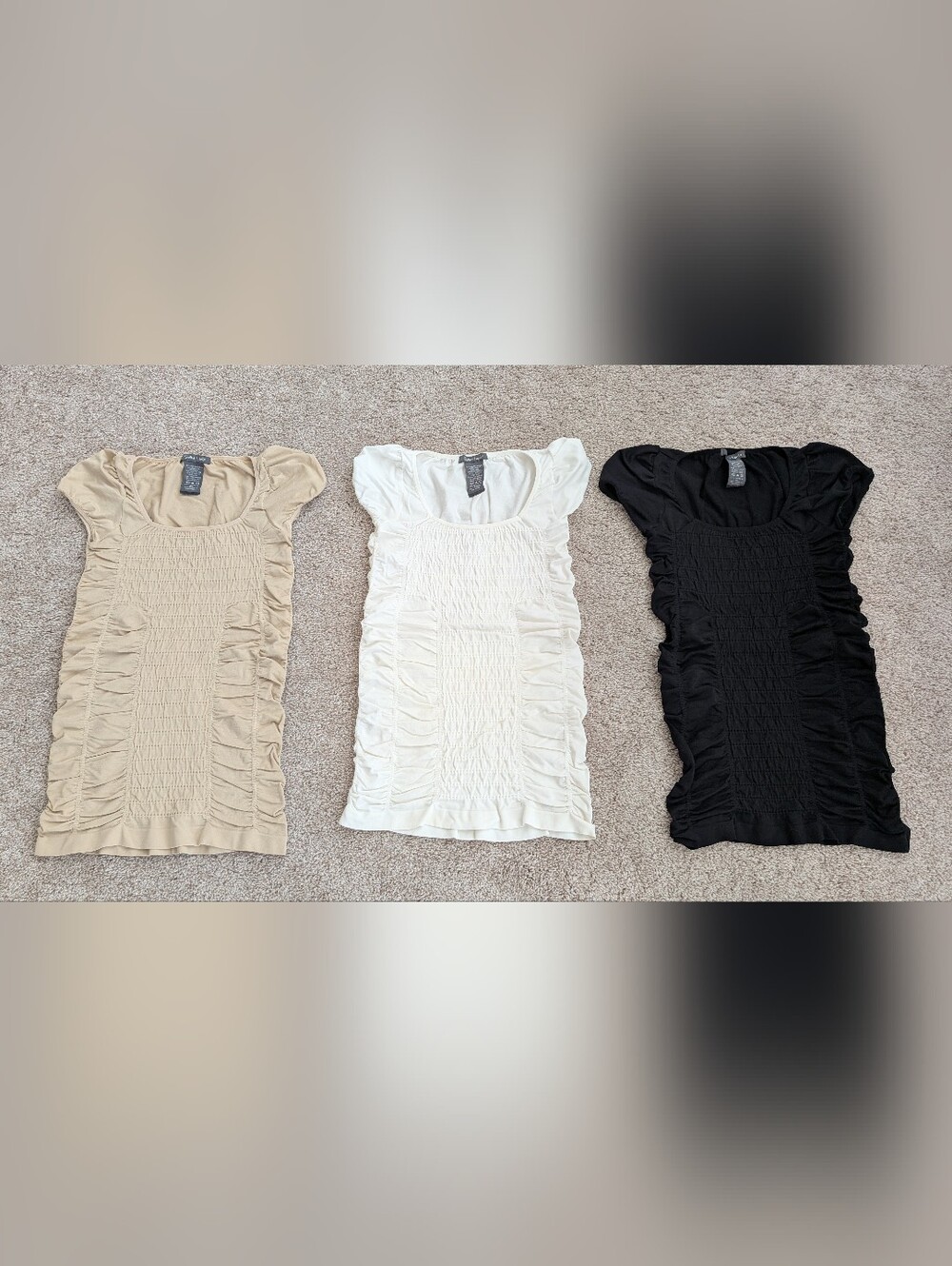 Trio Ruched Scoop Neck Women’s Top - 3 Pieces